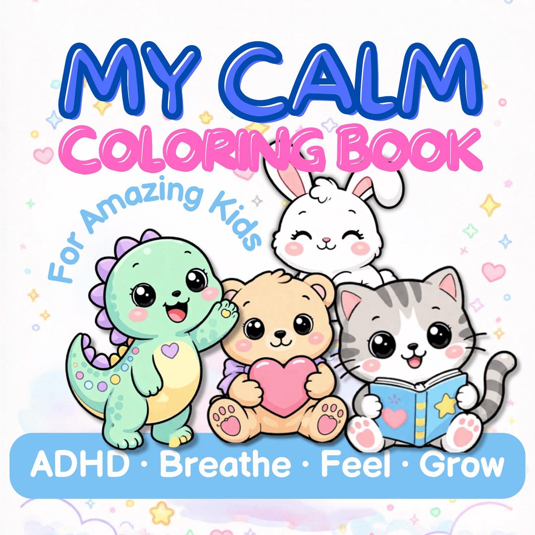 ADHD Coloring Book Printable | Kawaii Calm Down Coloring Pages PDF ...