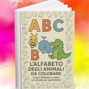 Alfabeto de animales para niños, PDF educativo imprimible en italiano, letras y animales ilustrados