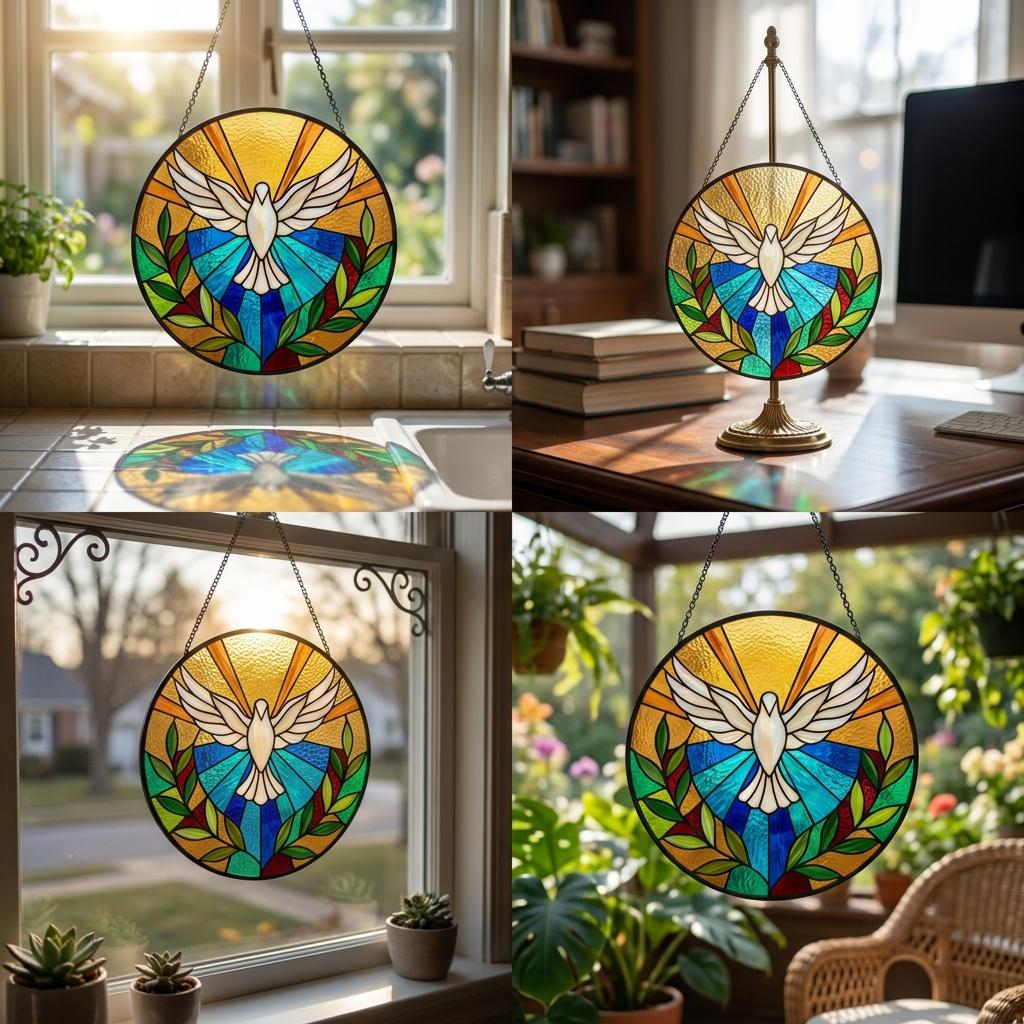 Holy Spirit Peace Dove Stained Glass Suncatcher, Christian Religious ...