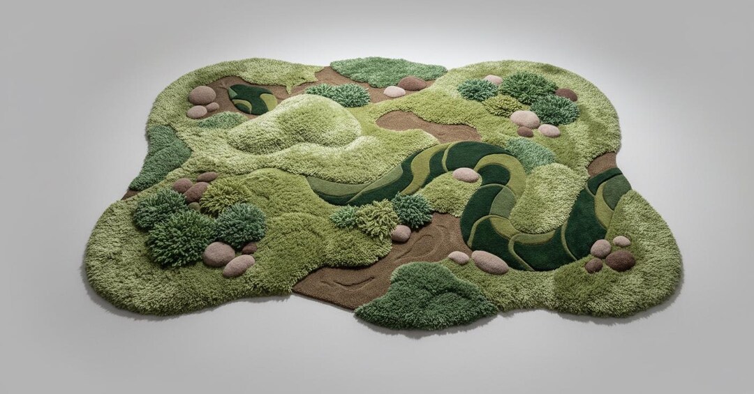 3D Moss Texture Area Rug Custom Irregular Shape Forest Floor Carpet ...