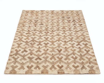 Tappeto in juta biologica fatto a mano / Tessitura piatta intrecciata, avorio naturale