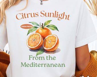 Mediterraan fruit shirt comfort kleuren 1717, Citrus Sunlight T-shirt zomer T-shirt botanische foodie cadeau natuurliefhebber T-shirt voor haar Unisex