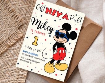 Plantilla de invitación de cumpleaños de Mickey Mouse: Tema clásico de la Casa del Ratón (Descarga digital)