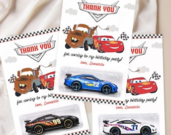 Editable Mcqueen Theme Birthday Toy Car Packaging Race Cars Party Favor Racing Giveaways Label