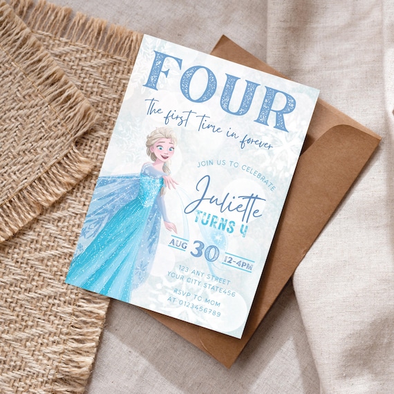 Frozen Fourth Birthday Invitation: Editable Elsa 4th Birthday Party Invite (Digital Download)