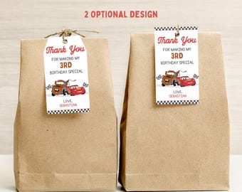 Feestbedankje racewagen Tags: McQueen and Mater-themabedankkaart (digitale download)