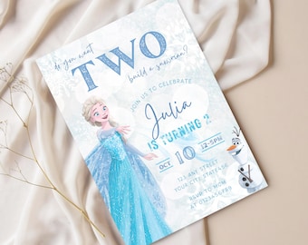 Frozen 2nd Birthday Invitation: Editable Elsa Second Birthday Party Invite (Digital Download Canva Template)
