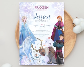 Frozen Birthday Invitation: Elsa Winter Party, Editable Template (Digital Download)