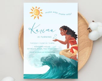 Moana Birthday Invitation Template: Editable Beach Party Invite (Digital Download)