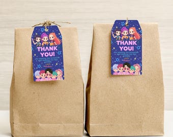 Kpop Demon Hunter Theme Party Favors Tags: Huntrix Saja Boys Thank  You Tags for Loot Bags