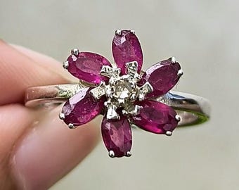 Rubin Ring: 925 Sterling Silber Band, Klassischer Frauen Schmuck, Minimalistischer Ring, Juli Geburtsstein.