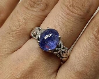 Natural Tanzanite Ring - 925 Sterling Silver - Unisex Wedding Band - Handmade Engagement Ring - December Birthstone - Christmas Gift Jewelry