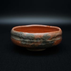 Vintage Aka-Raku Ware Matcha Tea Bowl – Japanese Red Raku Chawan for Tea Ceremony – Wabi Sabi Rustic Pottery – Handcrafted Japan