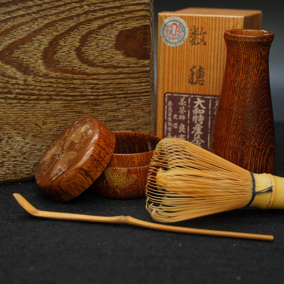 Vintage Japanese Tea Ceremony Set With Wooden Box | Matcha Whisk Chasen ...