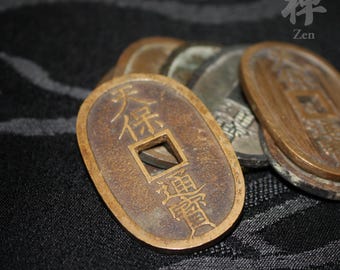 Tenpo Tsuho Edo Period Coin | Japanese Antique 1800s Samurai Era Copper Coin | Vintage Japan Currency Collectible for Samurai Lovers