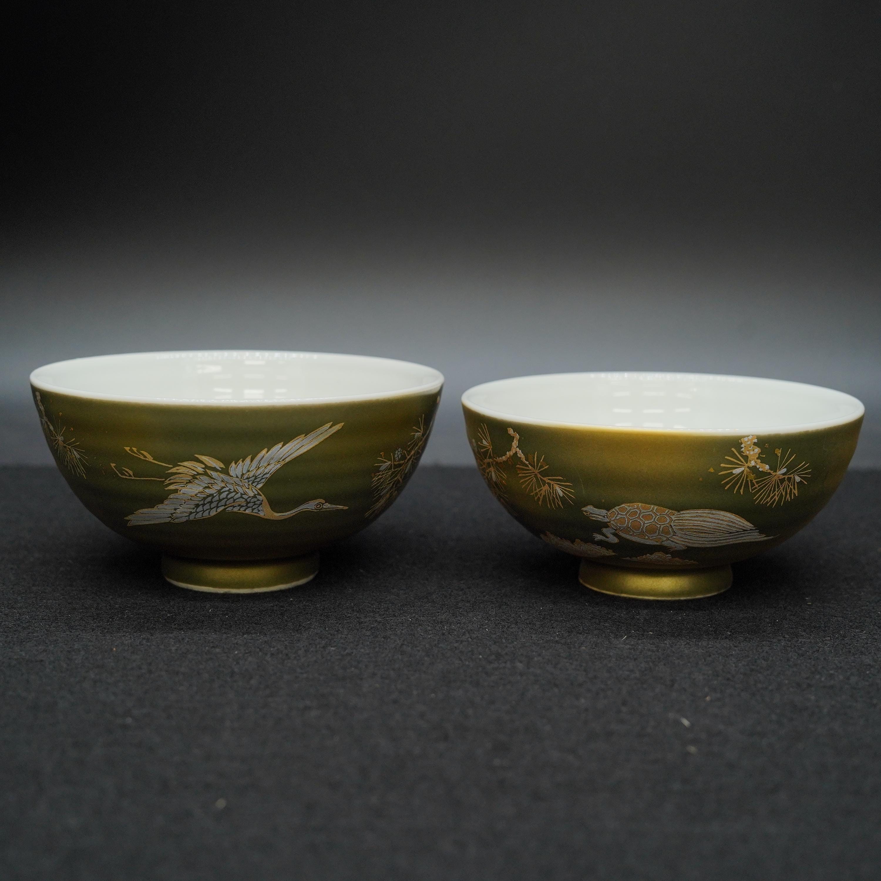 Kutani Ware Tea Cup With Rice Bowl Set – Crane & Turtle Gold