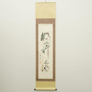 日本の掛け軸 – 禅達磨菩薩水墨画、大胆な水墨画掛け軸（箱付き