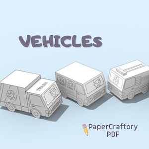 Paper City Vehicle Pack: DIY 3D Papercraft Toys (PDF Downloadable Templates)