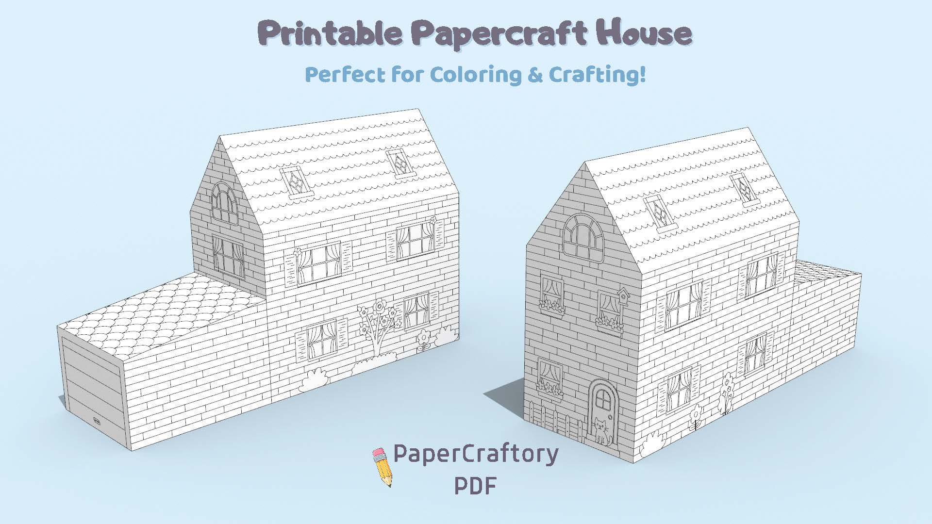 Paper Toy House Printable for Kids – 3D DIY Paper Craft PDF, A4 ...