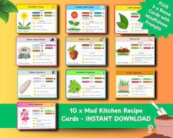 Mindful Mud Kitchen Recipe Cards for Kids | Outdoor Nature Play Printables | Mindfulness Activity for Preschool & Early Years Learning