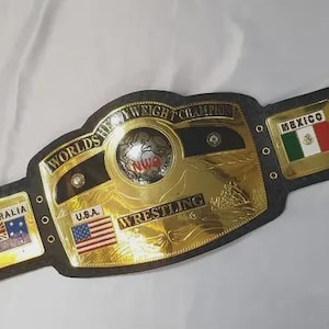 NWA Domed Globe World Heavyweight Championship Belt | Brass Plates | Chrome Leather Strap | Replica Wrestling Title Belt