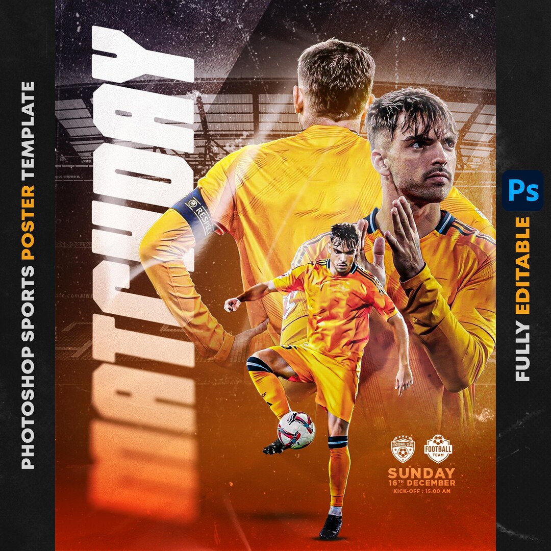 Editable Sports Poster Template PSD: Customizable Photoshop Design - Etsy