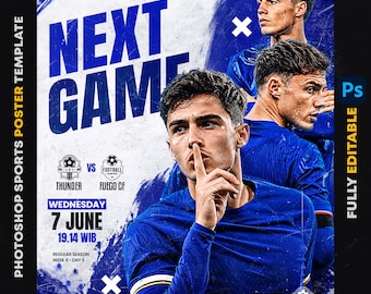 Football Matchday Poster PSD, Editable Sports Social Media Template, Soccer Instagram Post Design, Photoshop Sports Flyer