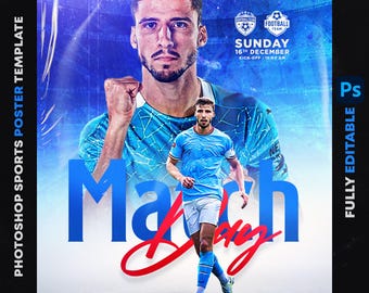 Editable Sports Poster Template PSD: Customizable Photoshop Design