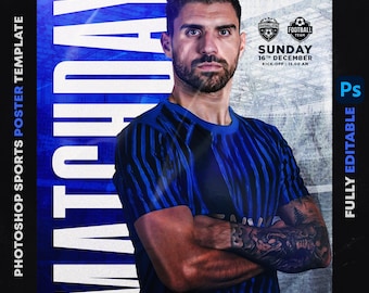 Editable Sports Poster Template PSD: Customizable Photoshop Design