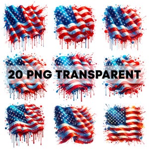 20 American Flag PNG Clipart: 4th of July, Distressed & Grunge (Digital Download)