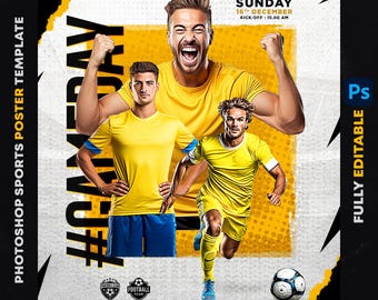 Editable Sports Poster Template PSD: Customizable Photoshop Design