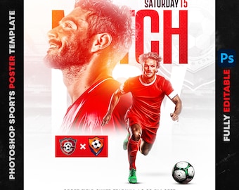Editable Sports Poster Template PSD: Customizable Photoshop Design (Digital Download