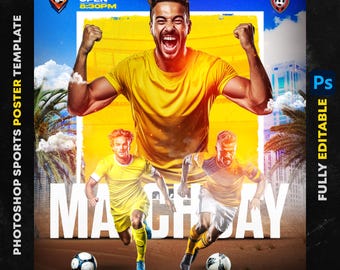 Editable Sports Poster Template PSD: Customizable Photoshop Design