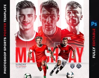 Editable Sports Poster Template PSD: Customizable Photoshop Design