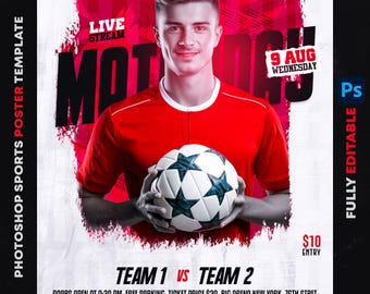 Editable Sports Poster Template PSD: Customizable Photoshop Design (Digital Download