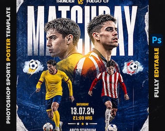 Football Matchday Template | Soccer Flyer PSD | Editable Sports Poster | Social Media Template