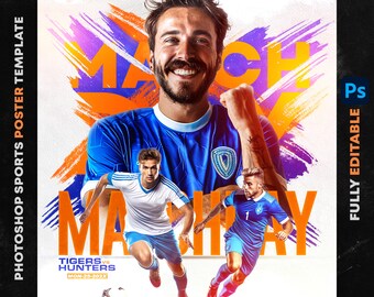 Editable Sports Poster Template PSD: Customizable Photoshop Design (Digital Download