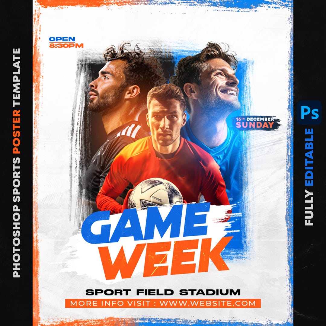 Editable Sports Poster Template PSD: Customizable Photoshop Design - Etsy