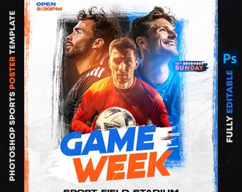 Editable Sports Poster Template PSD: Customizable Photoshop Design