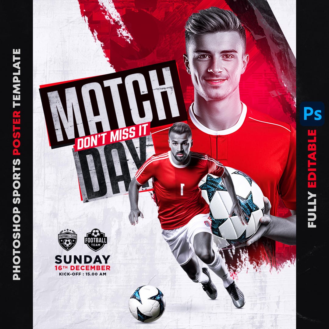 Editable Sports Poster Template PSD: Customizable Photoshop Design - Etsy