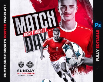Editable Sports Poster Template PSD: Customizable Photoshop Design
