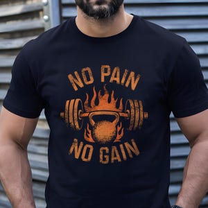 No Pain No Gain t-shirt SVG, PNG and vector EPS file for Digital Download. Gym Shirt, Workout, Fitness, Weight Lifting, Muscles, Gym t-shirt