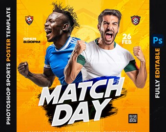 Editable Sports Poster Template PSD: Customizable Photoshop Design