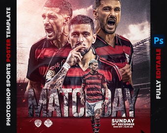 Editable Sports Poster Template PSD: Customizable Photoshop Design (Digital Download