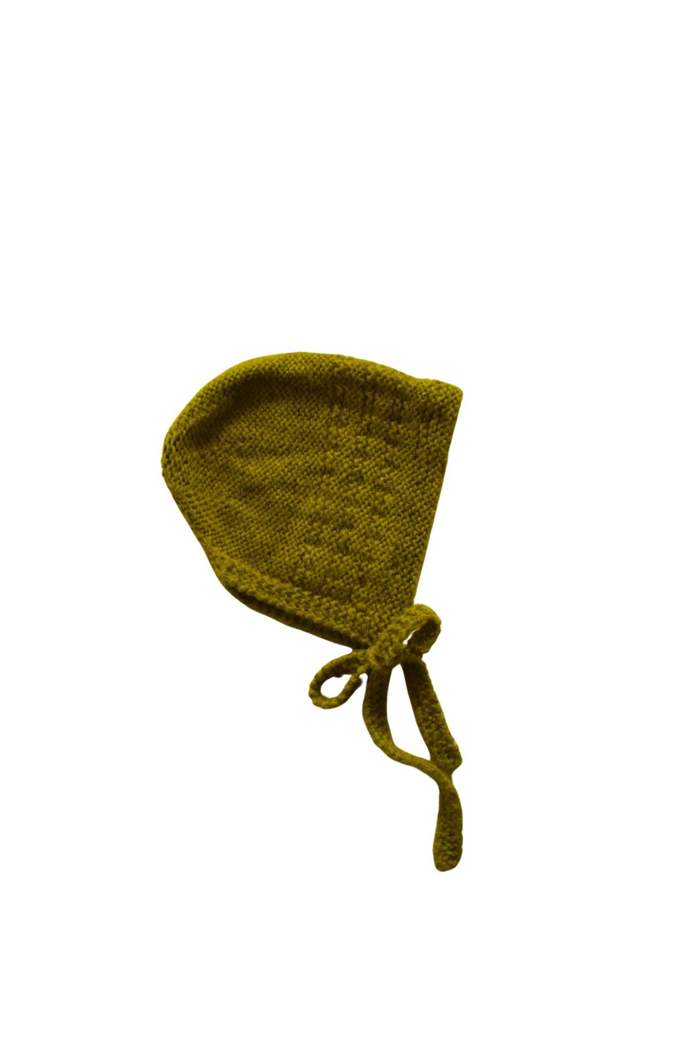 Knitted Bonnet Adult Knitted Hat Moss Golden Colour Baby Alpaca Wool