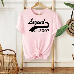 18th Birthday Gift T-Shirt, Legend Since 2007 T-Shirt, Official 18 Years Old Adult Top, Men Women Birthday Legend Tee Present