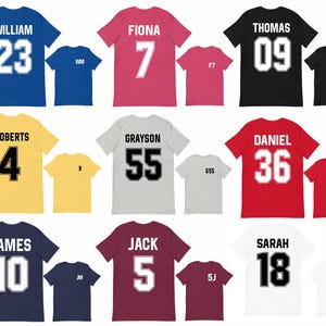 Personalised Name Number T-Shirt, Football Kit Numbers, Sports Tshirt, Birthday Number Shirts, Number T Shirt, Men Women Kids Tee Shirts