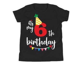 Number Six T-shirt- Kids 6 Tshirt- 6th Birthday Outfit for Boy or