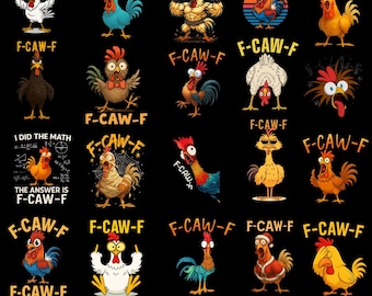 20+ Rolig F-Caw-F Kyckling Rolig PNG-Bundle Galen Tupp Meme Png Skrikande Höna Clipart Sarkastisk Bondgårdsdjur Png Vuxen Humor Tupp Png