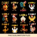 Trendy Funny F-Caw-F Chicken Bundle PNG Funny Screaming Chicken PNG Meme Farm Animal Png F-CAW-F Meme F-Caw-F Chicken Rooster Meme Clipart